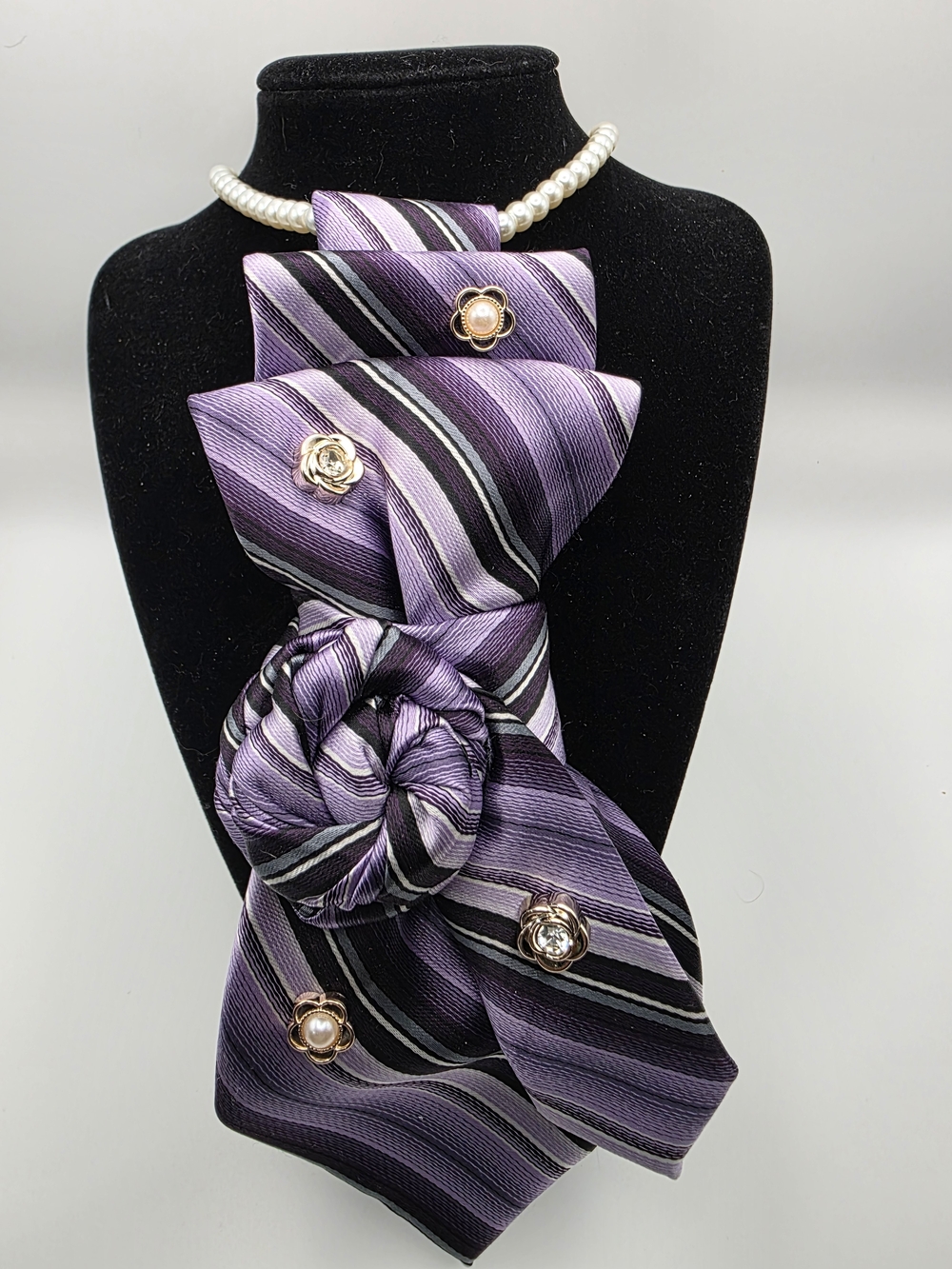 Tie Necklace | Purple Striped